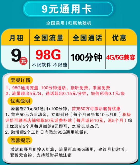 聯通流量卡套餐推薦 9元19元29元擋位流量套餐流量+語音手機上網卡