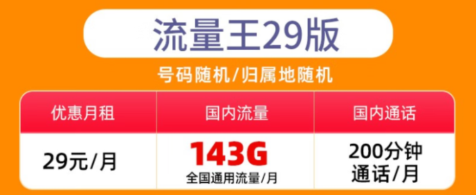 重慶地區(qū)可發(fā) 聯(lián)通29元無(wú)限流量卡143G套餐介紹 通用純流量卡