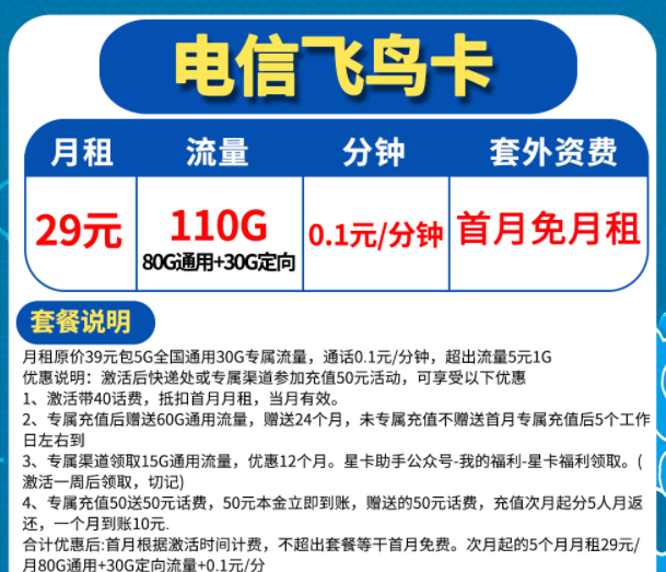 所有的正規(guī)流量卡優(yōu)惠套餐是怎么組成的？電信流量卡5G上網(wǎng)不限速套餐介紹