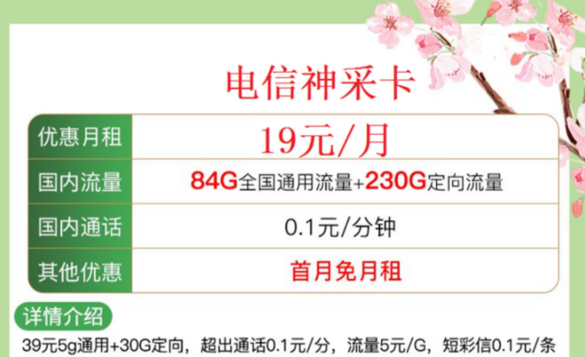 中國電信正規(guī)流量卡 【電信神采卡、極致卡】僅需19元首月免費全國通用手機(jī)上網(wǎng)卡