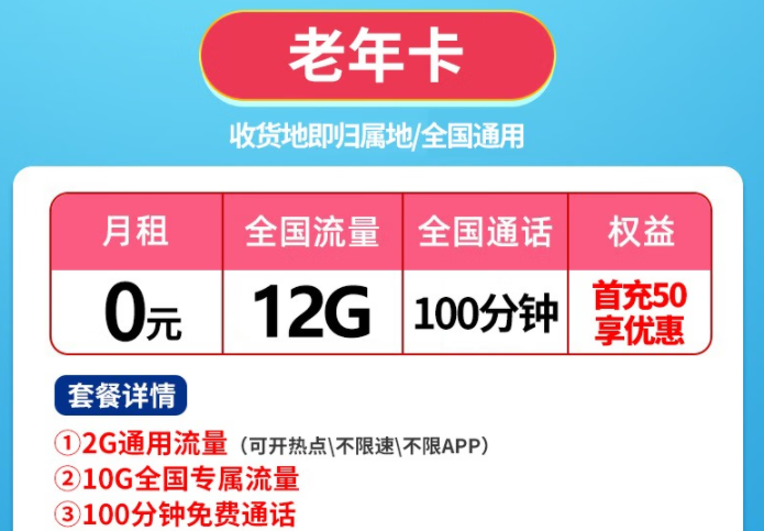 有沒有0月租的流量卡？聯(lián)通老年卡、親情卡0月租有流量包免費通話