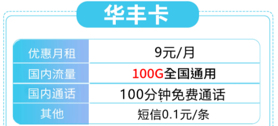 流量卡放送|電信華豐卡9元月租=100G全國(guó)流量+100分鐘語(yǔ)音|值得購(gòu)買