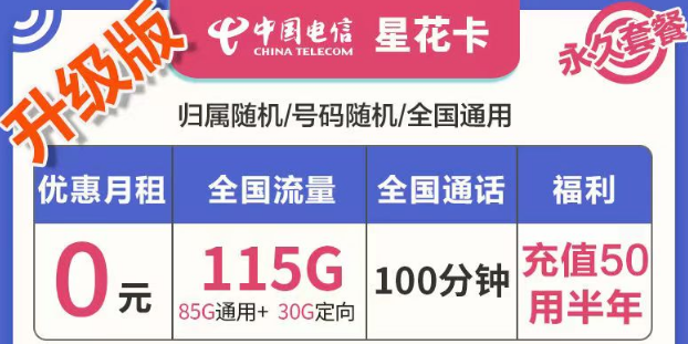 有哪些好用實惠的流量卡套餐？電信星花卡、霜花卡、海興卡|前半年0月租使用