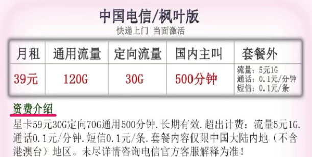 電信楓葉版套餐|超多流量130G、180G全國可用+500分鐘免費通話|短期優惠套餐