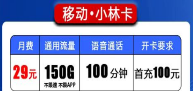 移動流量卡會有都是純通用流量的嗎？移動小林卡、森林卡|150G、200G純通用流量|+100分鐘免費通話