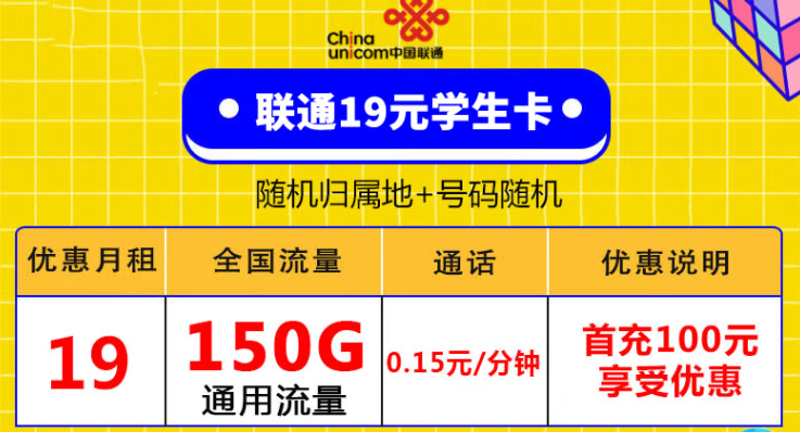 保號套餐+大流量卡組合有什么優點？聯通大流量純通用卡：聯通19元學生卡、聯通廣闊卡